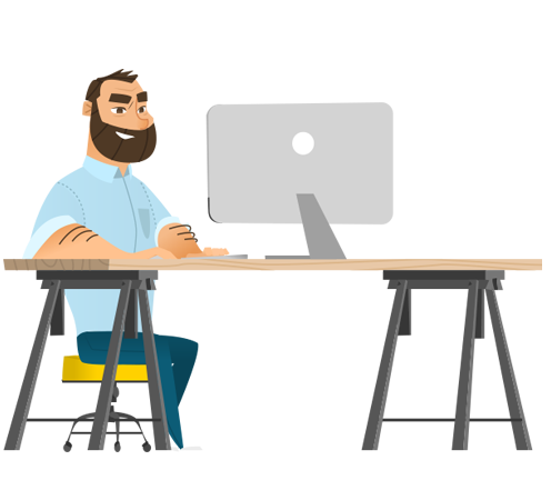 Clipart Mann vor Laptop am Tisch