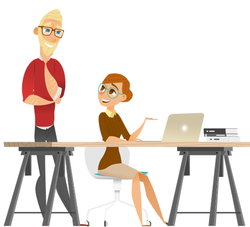 Mann und Frau Clipart am Schreibtisch
