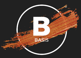 Kreis mit B Basic und Pinselzug orange